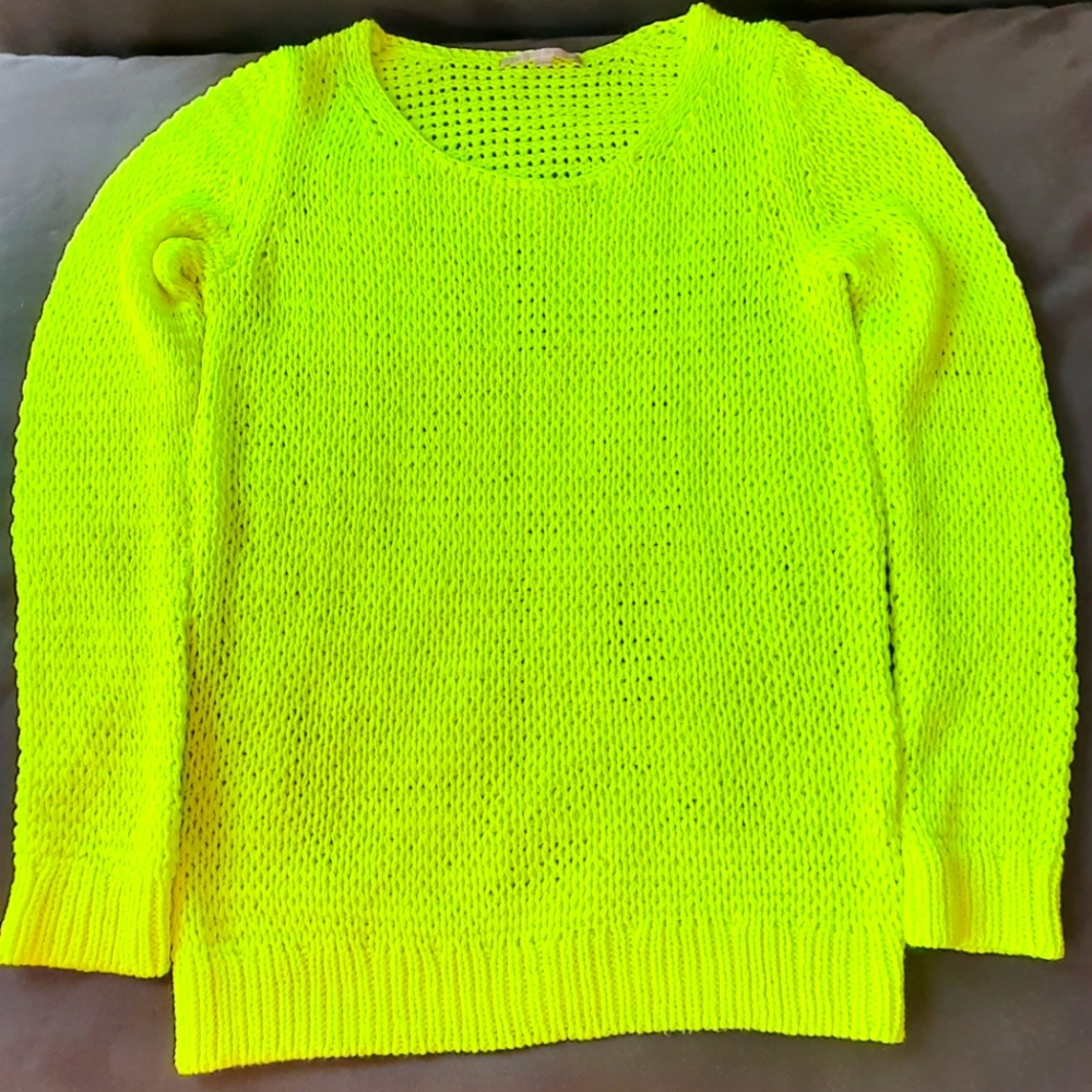 GAP Neon Yellow Chunky Knit Neon Sweater Size Small